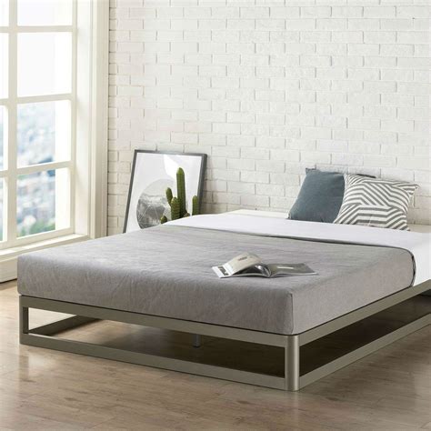 metal and fabric platform frame|metal platform bed with headboard.